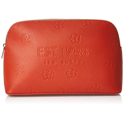Image of TED BAKER Lizzer Floral Debossed Saffiano Cosmetic Bag, Burnt Orange