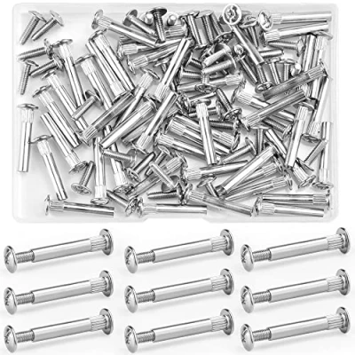 Image of KARBAG 50PCS Cupboard Joining Bolts, Nickel M4 Furniture Connecting Screws Bolts Metal Kitchen Cabinet Carcase Connectors for Furniture, Cupboard, Cabinet(31 40mm)