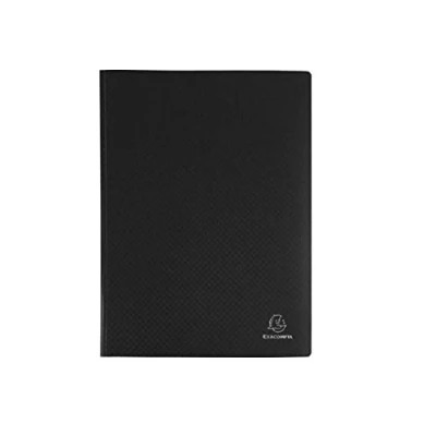 Image of Exacompta Ref 88111E Semi Rigid PP Display Book Suitable for A4 Documents, Wipeable Cover, 500 Micron Polypropylene, 100 Pockets, 200 Viewing Pages Black Cover