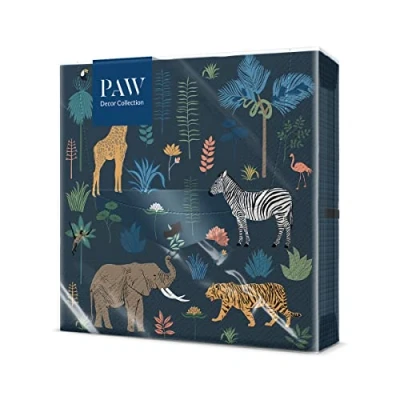 Image of Paw Decor Collection cm 3 Ply Paper Napkins Pack of 20 Printed with Water Based Inks Table Decoration Wild Nature Exotic Animals