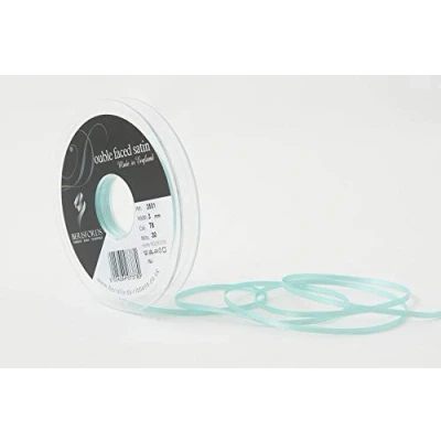 Image of Berisfords Double FACE Poly Satin Ribbon, Aqua, 3 mm
