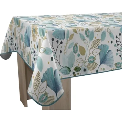 Image of Le linge de Jules Bloom Stain Resistant Tablecloth Rectangular 150 x 240 cm, Blue, Beige