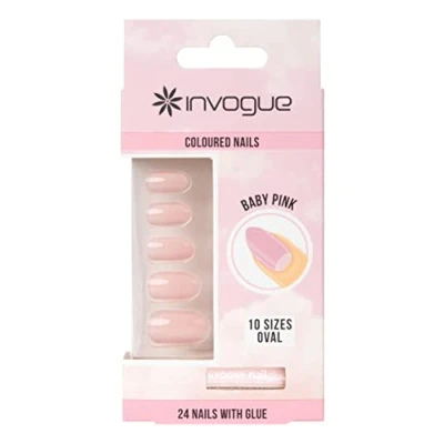 Image of Invogue Coloured Oval Nails Baby Pink (24 Pieces)