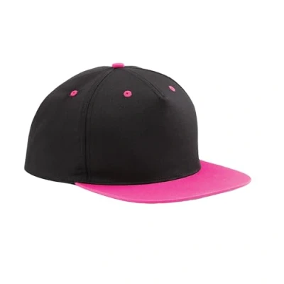 Image of Beechfield 5 Panel Contrast Snapback Elegant Design Black/Fuchsia