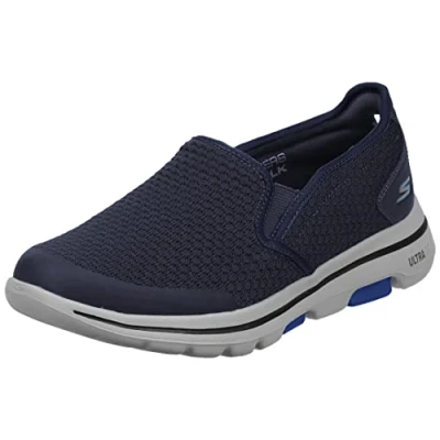 Image of Skechers Men&#039;s GO Walk 5 APPRIZE Slip On Trainers, Navy Textile/Synthetic/White Trim, 13 UK