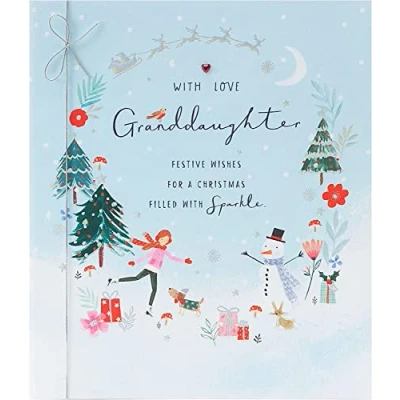 Image of UK Greetings Granddaughter Christmas Card for Her from Grandparents to Card, Multi, 670839 0 1