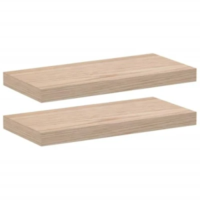 Image of vidaXL Floating Shelves Wall Shelf Display Storage 2 Pcs Engineered Wood, Oak Veneer, 50x23.5x4 cm Living Room, Bedroom, Office Brown
