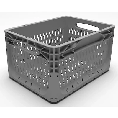 Image of Solent Plastics Ventilated 20 Litre Euronorm ECO Grey Stacking Container (3)