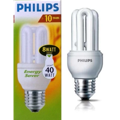 Image of 5 x Philips GENIE 8W (=40W) E27 ES 827 CFL Energy Saving Light Bulbs, Edison Screw, 10 Years, 2700K Warm White, 420 Lumen Esaver Lamp