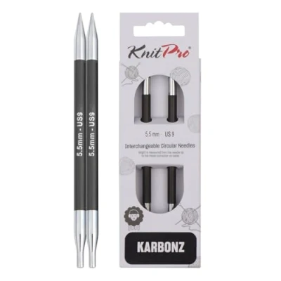 Image of KnitPro 5.5 mm Karbonz Interchangeable Normal Circular Needles, Black and Silver