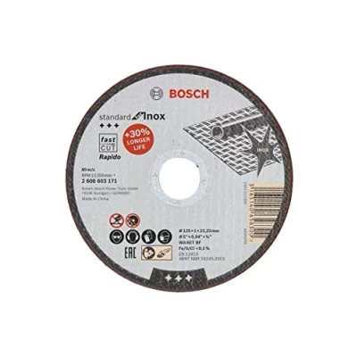 Image of Bosch Professional 1x Standard for Inox Cutting Disc (for Stainless Steel, Ø 125 x 1 22,23 mm, Straight, Accessory Angle Grinder)