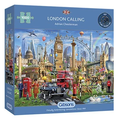 Image of London Calling 1000 Piece Jigsaw Puzzle Attractions Sustainable for Adults Premium 100% Recycled Board Great Gift Gibsons Games