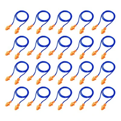 Image of 20 Pairs Corded Ear Plugs Reusable Silicone Earplugs with String Banded Plug Sleep Noise Cancelling for Hearing Protection (Blue)
