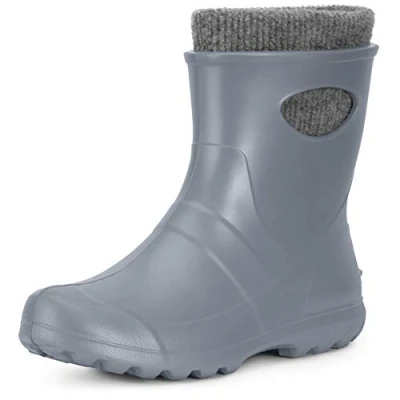 Image of Ladeheid Girl&#039;s EVA Thermo Lightweight Wellington Boots Rainy Wellies Rain LA 750 (Silver, 5 UK)