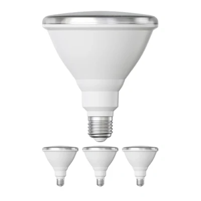 Image of ledscom.de 4 Pieces E27 LED Bulb, PAR38 Short Neck, White (4000 K), 14.9 W, 1395lm, 41, Reflector Mirror (Silver)