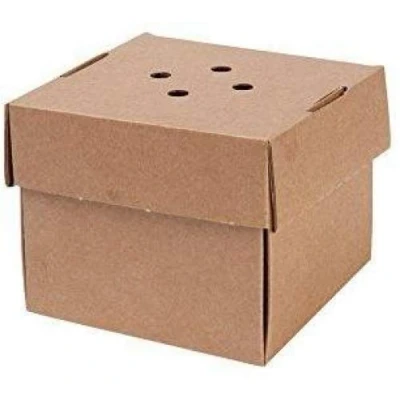 Image of BIOZOYG 100 Cardboard Burger Boxes with Hinged Lid I Disposable Hamburger Box Compostable Packaging Kraft Carton Holes Clamshell Take Away Brown 13 x 10 cm, square
