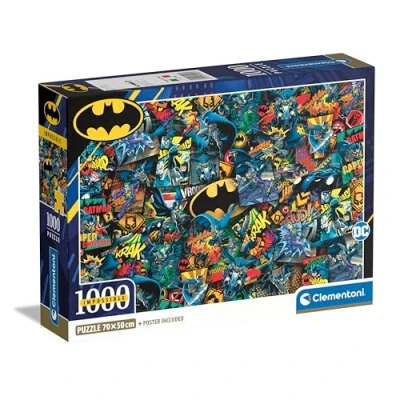 Image of Clementoni Impossible batman Puzzle 1000 Pieces, Poster Included, Difficult Jigsaw Puzzle, Fun for Adults, Made in Italy, 39906, Multi Coloured