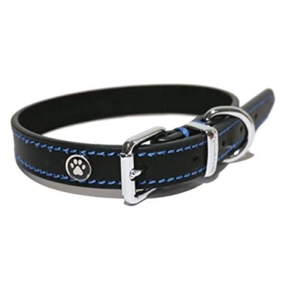 Image of Rosewood Luxury Leather Dog Collar, 22 26 inch, Black