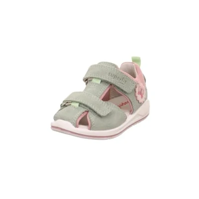 Image of Superfit Boomerang Sandals for kids, Size: 8.5/9K, Hellgrün/rosa Suede