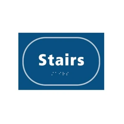 Image of Stairs Braille Sign, Self Adhesive Tactile, Blue 225x150mm