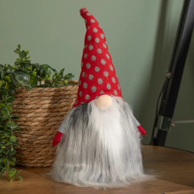 Image of 34cm Festive Gonk Cuddly Santa Indoor Christmas Plush Decoration in Polka Dot Hat