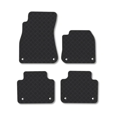 Image of Rubber Car Mats Compatible with VW Touareg (2018+) Tailored Fit Floor Set Accessory Black Custom 4 Pieces Clips Anti Slip Backing, Heavy Duty &amp; Waterproof