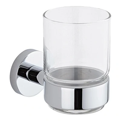 Image of Milano Mirage Modern Wall Mounted Bathroom Glass Toothbrush Tumbler Chrome Holder