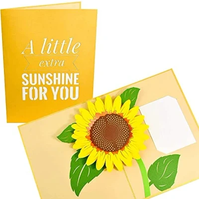 Image of PopLife Sunflower 3D Pop Up Mother&#039;s Day Card Happy Golden Anniversary Card, Birthday, Thank You, Just Because, Sympathy, Get Well Soon for Mom, Daughter, Wife, Grandma
