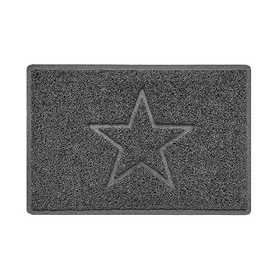 Image of Nicoman Star Embossed Shape Door Mat Dirt Trapper Washable Barrier Doormat Dark Grey (Drainage Open Back) Small (60x40cm)