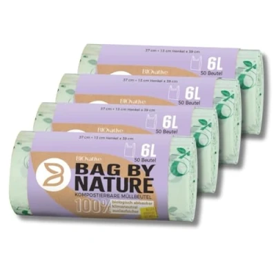 Image of 6L organic waste bags with handle 100% compostable &amp; biodegradable tear resistant for clean disposal also available as 10L, 20L, 30L