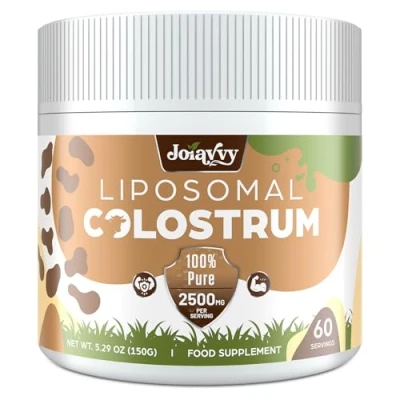 Image of Liposomal Colostrum Powder 2500mg, Pure High Strength 60% IgG (Immunoglobulins), Bovine from Grass Fed, 5X Absorption, Unflavoured, Gluten Free (Pack of 1)