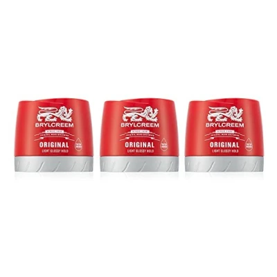 Image of 3x Brylcreem ORIGINAL LIGHT GLOSSY HOLD Mens Hair Styling Cream RED TUB 150ml