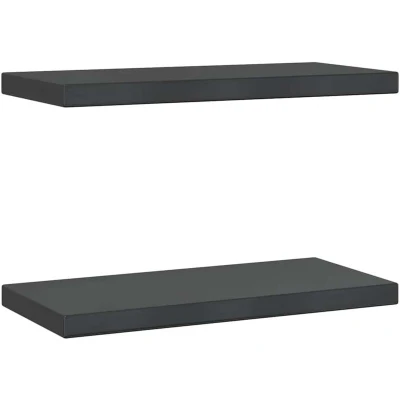 Image of vidaXL Wall Shelves 2 pcs 50x23.5x3 cm Black Stainless Steel