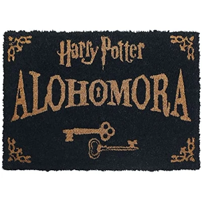Image of Harry Potter Alohomora Black &amp; Gold Door Mat Official Home Merchandise