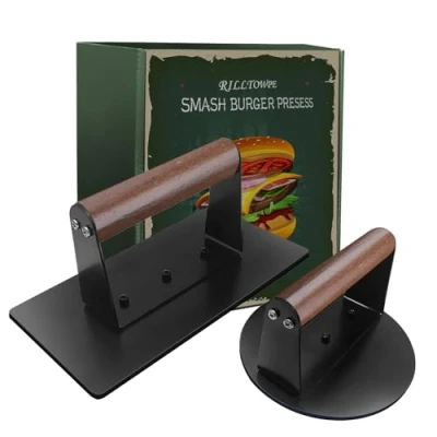 Image of Rilltowpe Burger Press, Patty Stainless Steel Hamburger Make Delicious Burgers, Patties, BBQ, Press with Non Stick Coating. Gift for Men