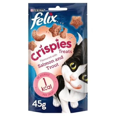 Image of Felix Crispies Cat Treats Salmon and Trout 45g, Pack of 8