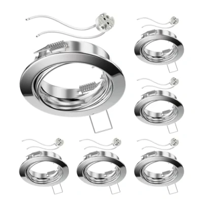 Image of ledscom.de 6 Pieces Ceiling recessed Frame Fere Chrome swivelling (LED/Halogen/MR16/50mm) incl. GU5.3 Socket