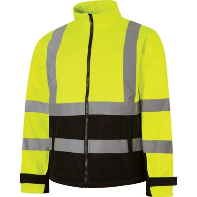 Image of Tuffsafe Hi vis Yellow/Black Soft Shell Jacket (EN20471) 2XL