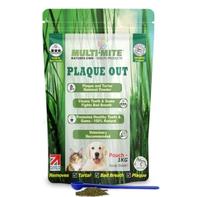 Image of Plaque OUT 1KG Resealable Pouch Tartar Off Remover, 100% Natural &amp; Organic Bad Breath Teeth Gum Care for Dogs, Cats