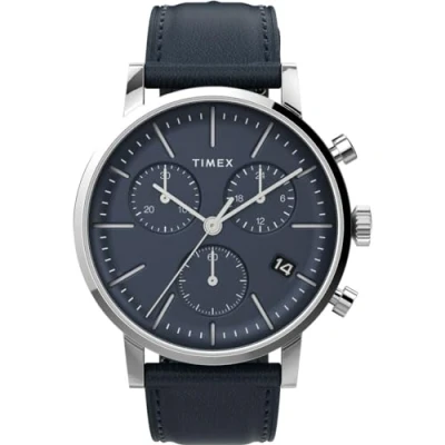 Image of Timex Midtown Mens Blue Watch TW2V36800 Leather (archived) One Size
