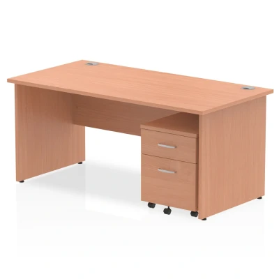 Image of Impulse 1600x800mm Desk Beech Top Panel Leg+ Mobile Ped