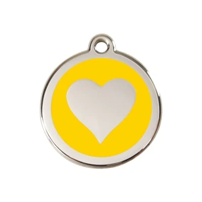 Image of Red Dingo Heart Enamel Dog Tag Yellow Medium