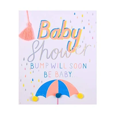 Image of Hallmark Baby Shower Celebration Card Contemporary Design with Neon Inks and Foil Details