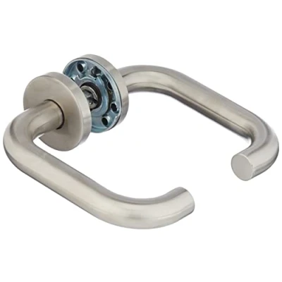 Image of Bricard Tempo New Wave 666451 Pair of Door Handles on Stainless Steel Rosette 7 mm Square