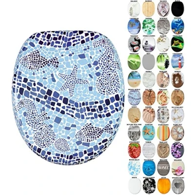 Image of Sanilo Soft Close Toilet Seat, Wide Choice of New Seats, Stable Hinges, Easy to Mount (Mosaic World)