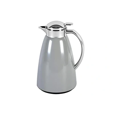 Image of Emsa Campo F4130100 Insulated Jug 1 L Capacity Quick Tip Closure 100% Leak Proof 12 Hours Warm, 24 Cold Premium Stainless Steel Easy to Clean Pastel Grey