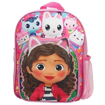 Image of Gabby’s Dollhouse Backpack for Girls Pink Doll with Water Bottle Holder Perfect School Bag Girls, Pandy Paws Nursery Rucksack