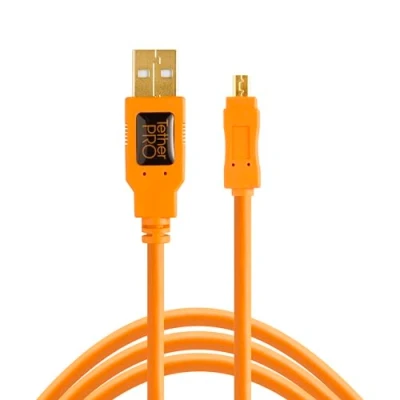 Image of Tether Tools TetherPro USB 2.0 A/Mini B 8 Pin Cable 15 inches ORG [TET CU8015 ORG]