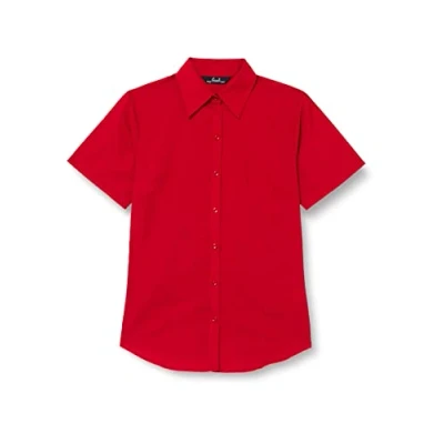 Image of Premier Workwear Ladies Short Sleeve Poplin Blouse Red 26