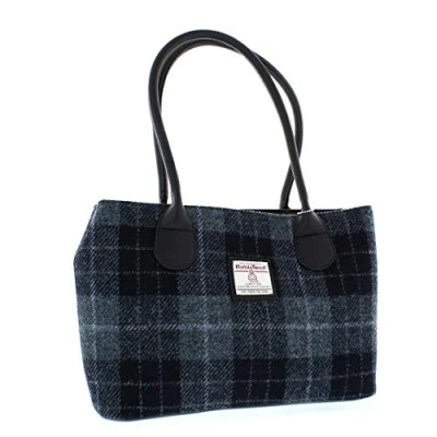 Image of Glen Appin Harris Tweed Classic Handbag LB1003 Cassley (Colour 95 Grey/Black)